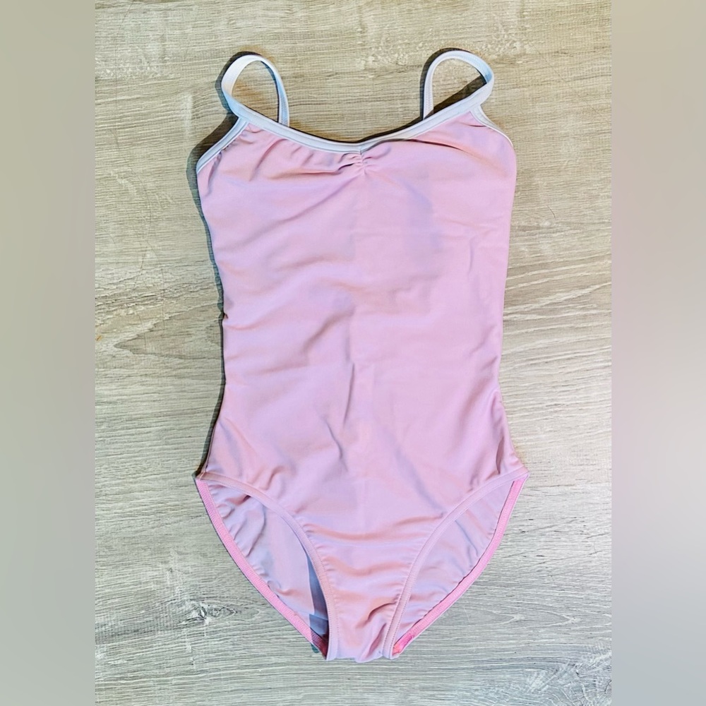 Pink and White Trim Cross Back Leotard